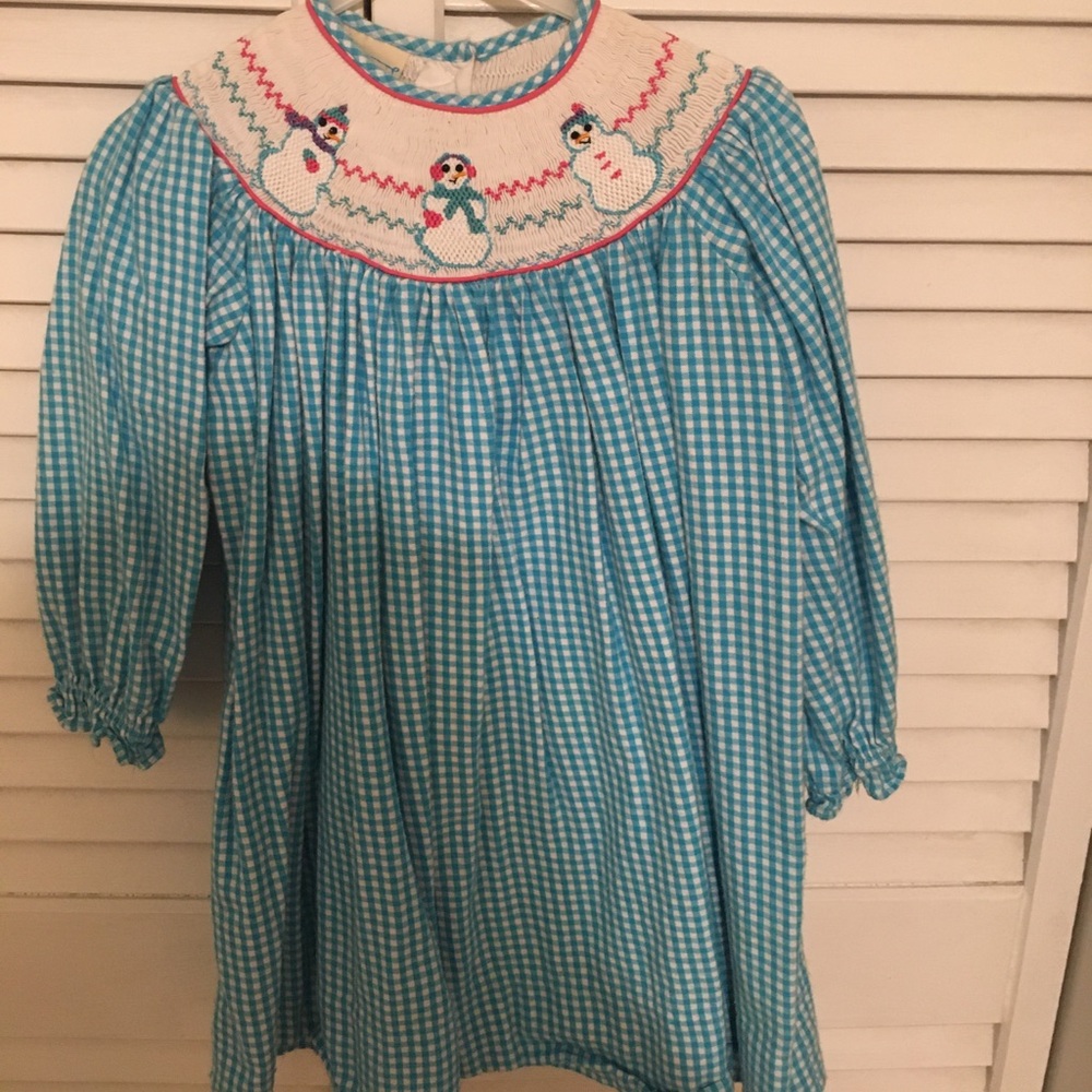 Snowman smocked dress 2T